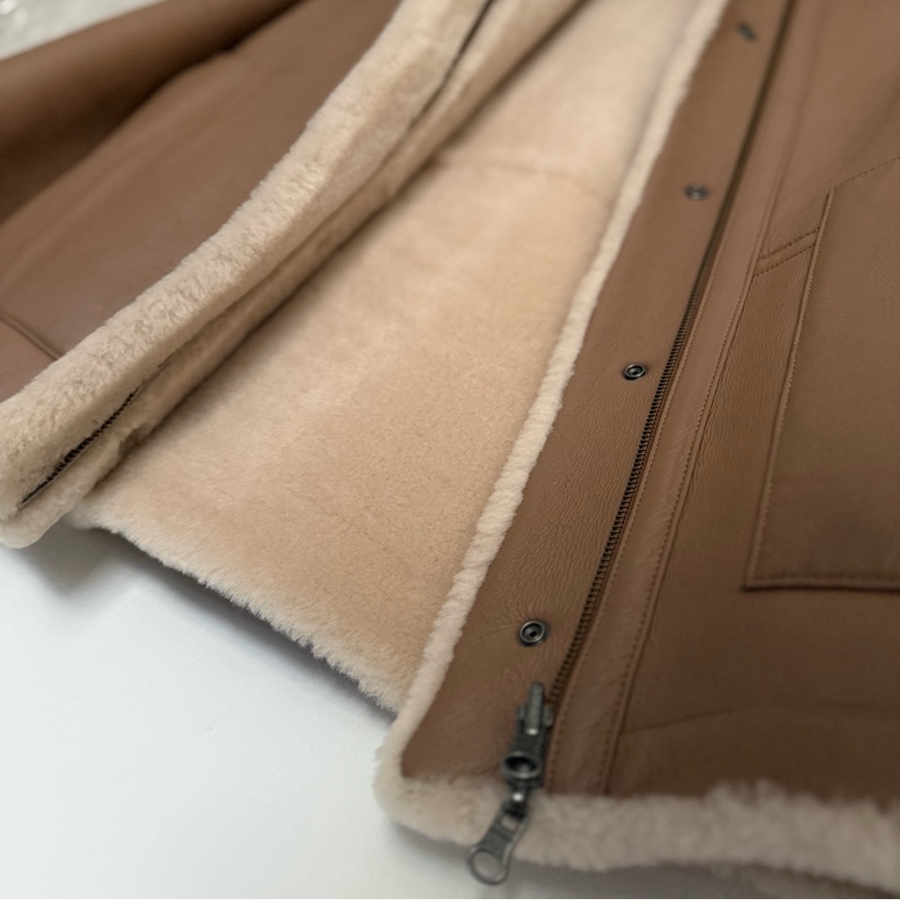 VINCE Reversible Leather and Shearling Jacket - Picture 8 of 11